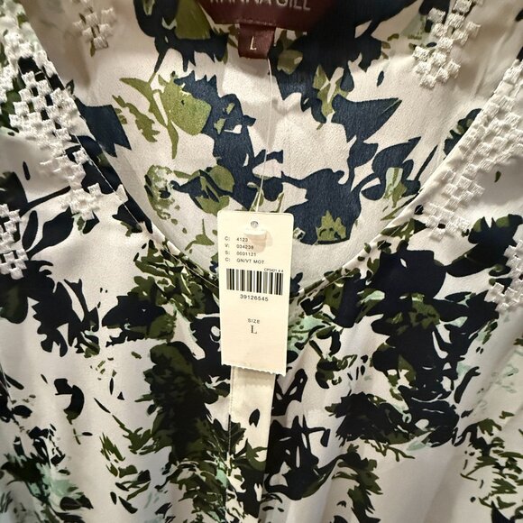 Ranna Gill Aida Embroidered Green/White Floral Jumpsuit, NWT SZ L - Picture 10 of 12